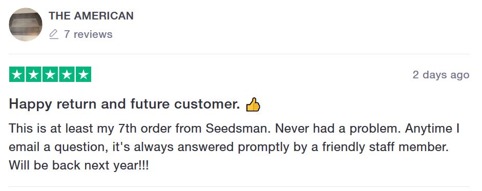 Seedsman Seeds customer feedback 5